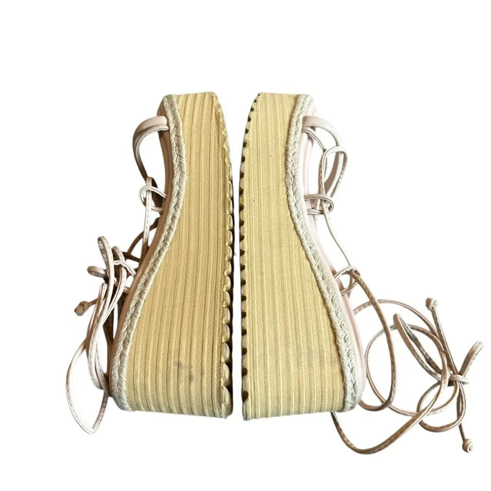 Meraki Misty Lace-Up Platform Sandals Strappy Light Pink High Heel Size 8 Womens
